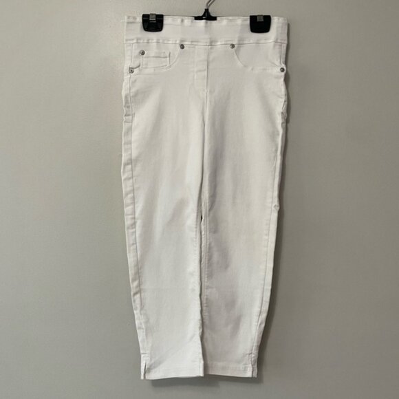 New Bellina White Pull On Stretch Denim Capri Size Medium bin 1V - Picture 4 of 5